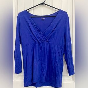 LOFT Royal Blue V-Neck Blouse